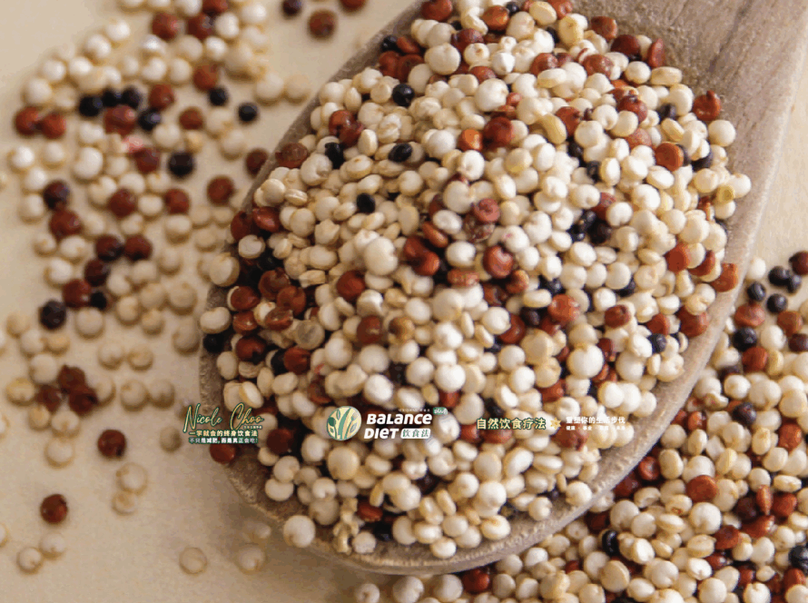 蛋白质,鱼类、猪肉、牛肉、羊肉、海鲜、鸡蛋、乳制品、豆类、坚果，猪油、橄榄油、花生油、芝麻油、亚麻籽油、玉米油、鳄梨油、牛油果、坚果，杏仁、腰果、榛果、鱼类，如三文鱼、沙丁鱼，脂肪，碳水化合物，Carbohydrates，蛋白质，Protein，Fats，脂肪，维生素，Vitamins，矿物质，Minerals，深绿色蔬菜、坚果、全谷物、海鲜、豆类、奶制品，菠菜、羽衣甘蓝，水果、豆类， 膳食纤维，Dietary Fiber，DEqueME饮食法, DEqueME Balance Diet Plus, Nicole Choo