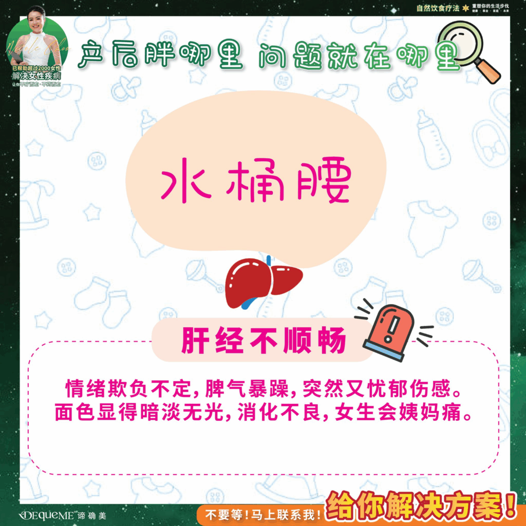 产后发胖, 产后水肿, 产后恢复, 产后身材变化, 上半身容易胖, 下半身囤脂, 产后肚子大, 水桶腰, 产后代谢下降, 产后饮食, DEqueME饮食法, DEqueME Balance Diet Plus, 谛确美饮食法, 产后瘦身, 产后健康管理, 产后激素变化,